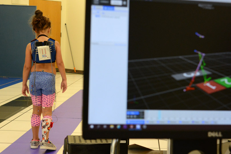female patient during motion analysis testing
