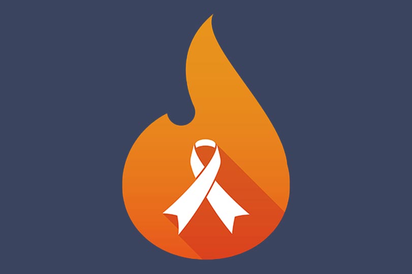 Flame image with awareness ribbon