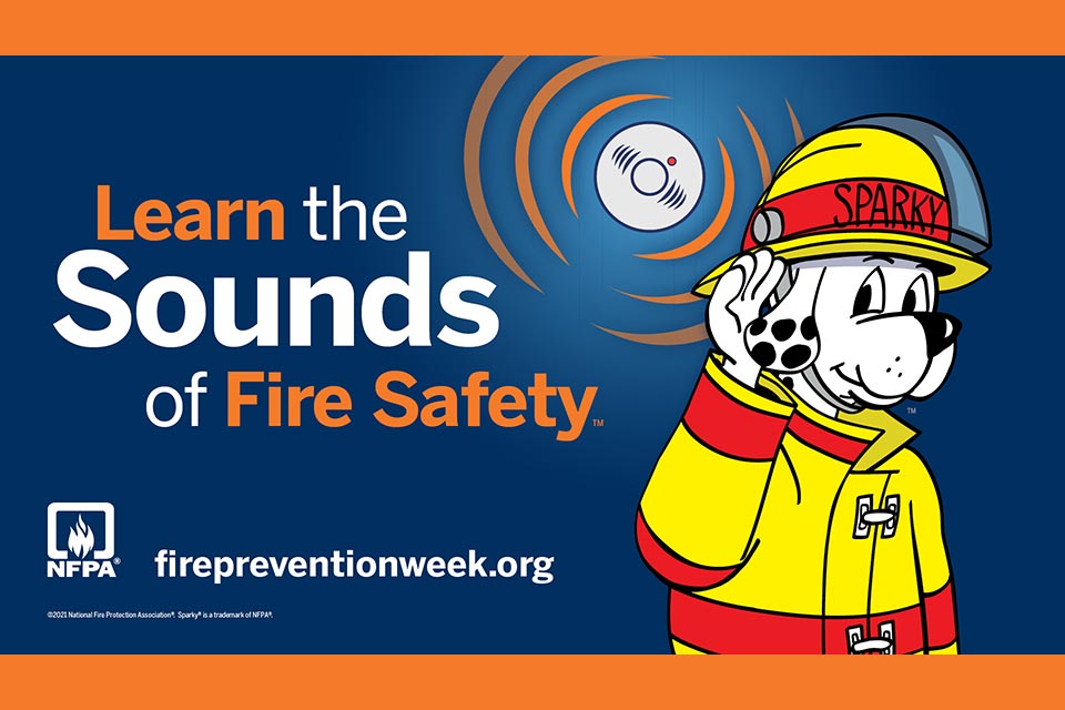 Learn the Sounds of Fire Safety Fire Prevention Week logo