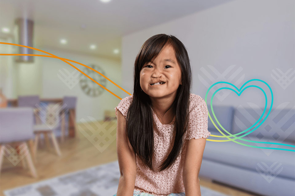 cleft lip patient, Chloe, smiling