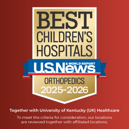 US News and World Report badge; Best Children's Hospitals; Orthopedics 2025-2026; Shriners Children's Lexington