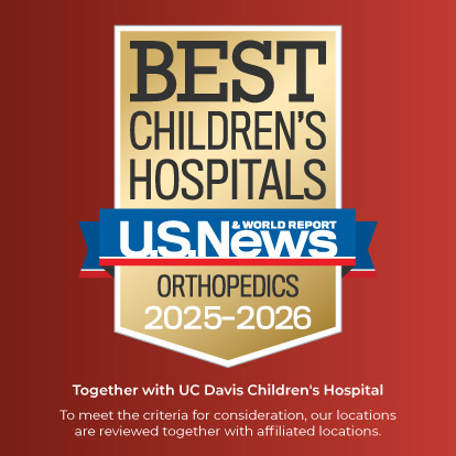 US News and World Report badge; Best Children's Hospitals; Orthopedics 2025-2026; Shriners Children's Northern California