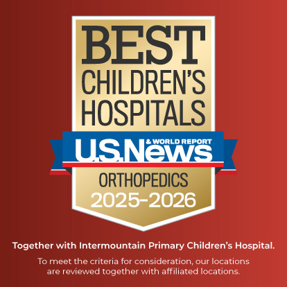 US News and World Report badge; Best Children's Hospitals; Orthopedics 2025-2026; Shriners Children's Salt Lake City