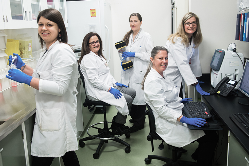 Female researchers inside the research lab