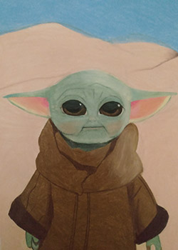 drawing of baby Yoda