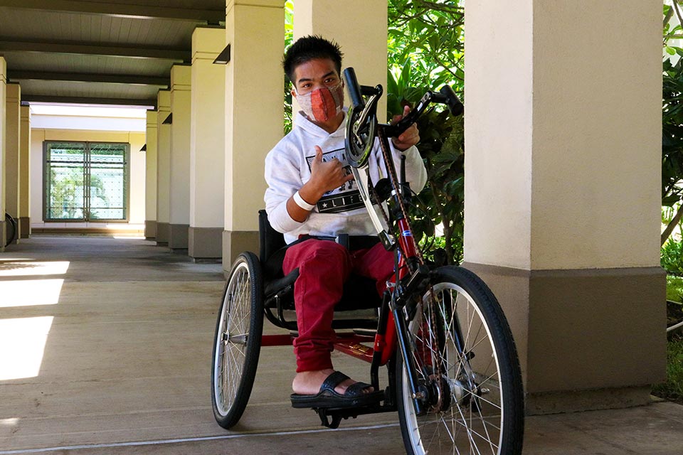 Kreck riding adaptive tricycle