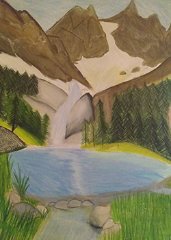 drawing of mountain scene