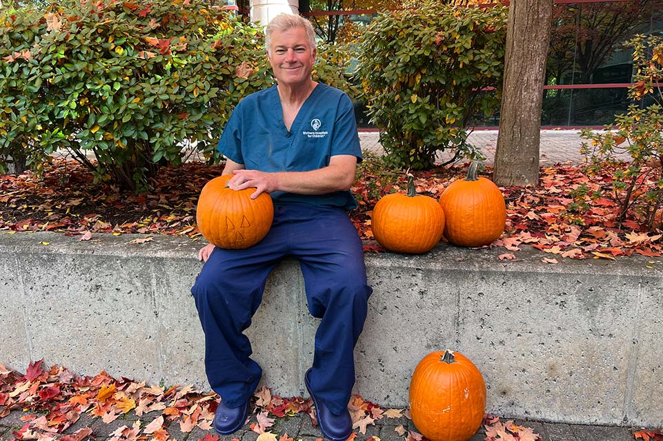 Doctor Wint with pumpkins