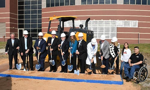 patients and staff members during groundbreaking ceremony
