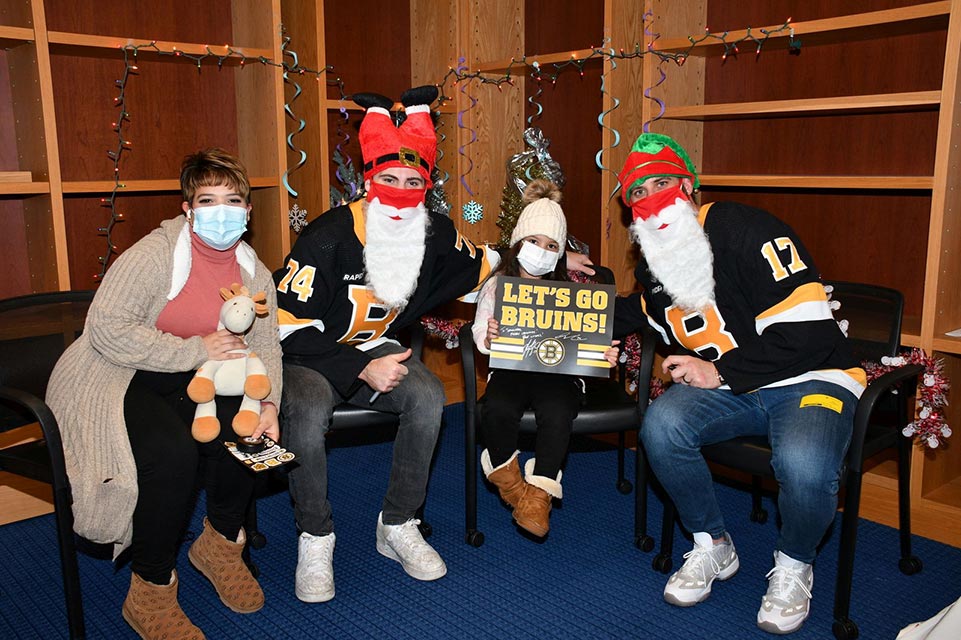 two Bruins players, one patient with mom