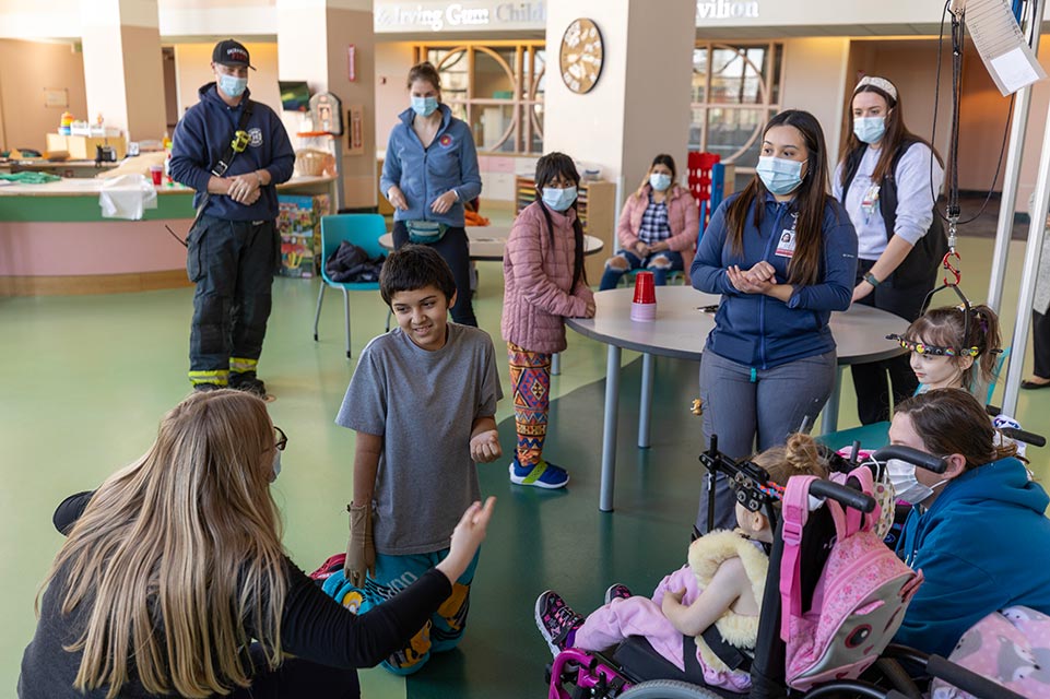 patients, firefighters and staff members during registration