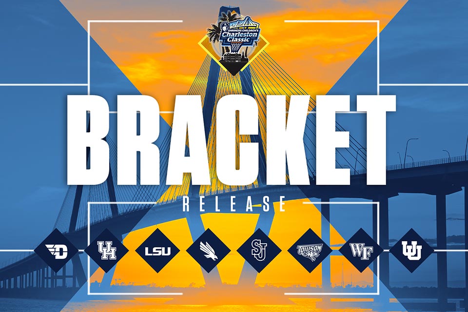 Charleston Classic bracket release graphic, Charleston Classic logo, eight logos of participating teams