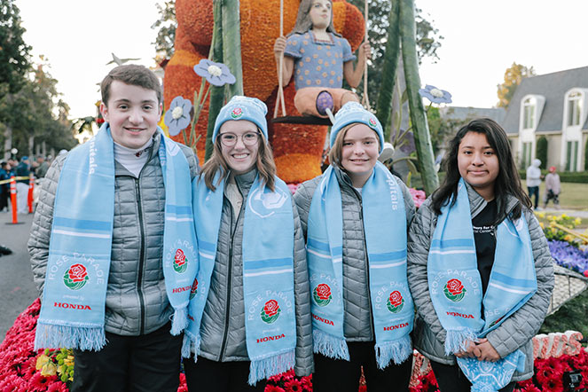 Gianna with three other Patient Ambassadors at Rose Parade