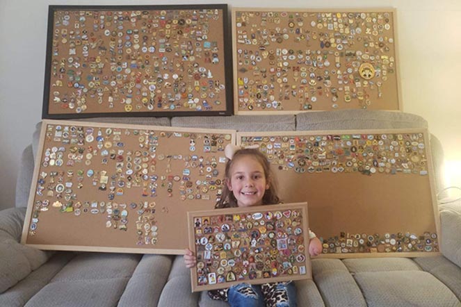 zoe with her shriner's pin collection