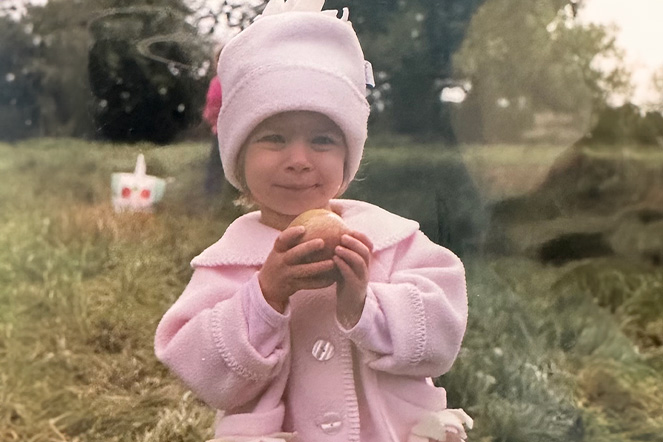 Alexandra apple picking as a child