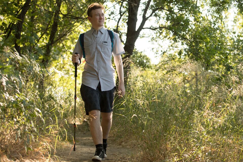 male patient hiking
