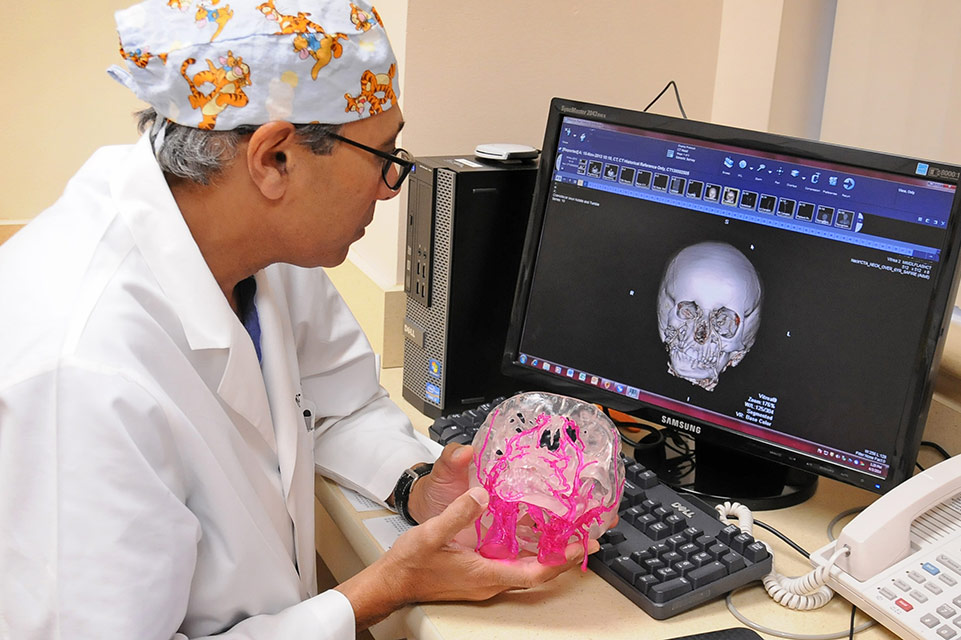 physician with 3d jaw print