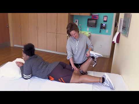 Prone knee flexion stretch demonstration